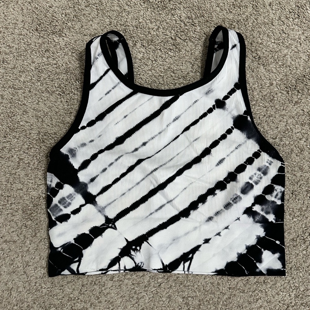 Black and White Tie-Dye Women's Bra Top